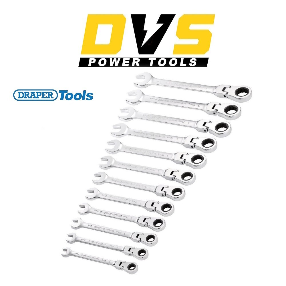 Draper 27733 12 Piece Hi-Torq Metric Flexible Head Ratchet Combination Spanner S
