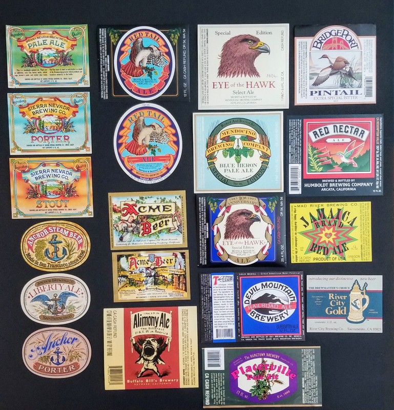 20 EARLY MICRO BREWERY BEER LABELS, CALIFORNIA 