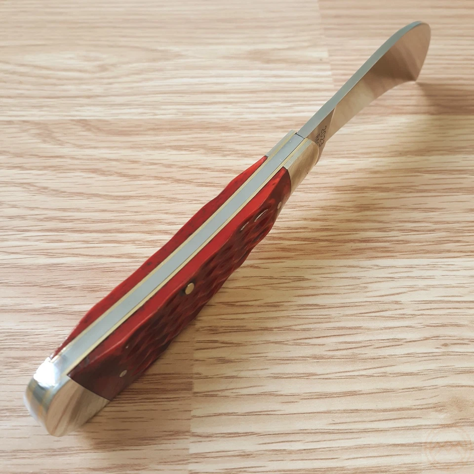 Remington 2023 Hawkbill Bullet Folding Knife 440 Steel Blade Red Jigged Bone - Image 4 of 4