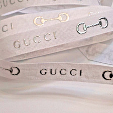 Gucci DESIGNER Ribbon White/silver .63" wide, Horse Bit Sold By the Yard 