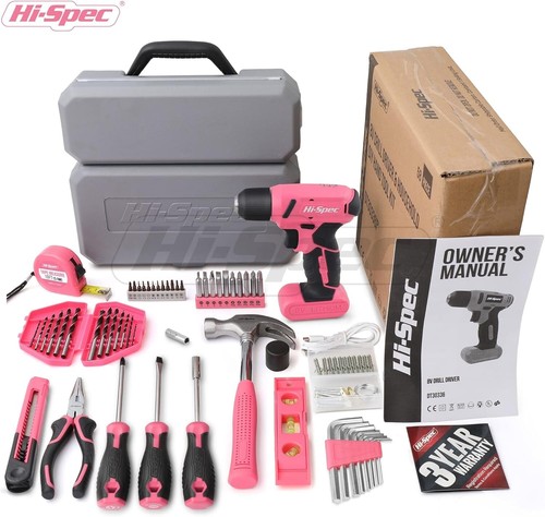 57Pc Pink 8V USB Electric Drill Driver & Household Tool Kit Set with Variable Sp - Picture 6 of 7