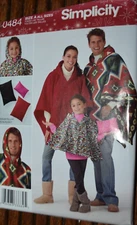 Simplicity Pattern 0484 Stadium Poncho in Three Sizes & Pillow Uncut