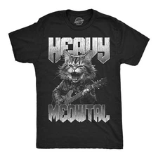 Mens Funny T Shirts Heavy Meowtal Sarcastic Kitten Graphic Novelty Metal Music