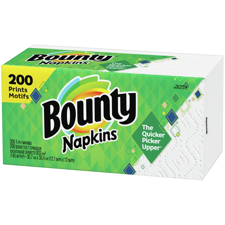 Bounty Quilted Napkins 1-Ply 200 Sheet/Pack Printed, 12 Boxes (Pkg may Vary) - Image 4 of 4