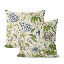 Sorktse Chinoiserie Pillow 18" x Pack of 2 , Vintage Blue Green Floral