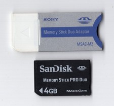 READ SanDisk 4GB Memory Stick Pro Duo w/ Sony MSAC-M2 Full Size Adapter