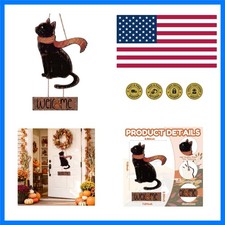 Scarf Cat Welcome Door Sign Fall Cat Door Hanger Decorations Wooden Farmhouse...