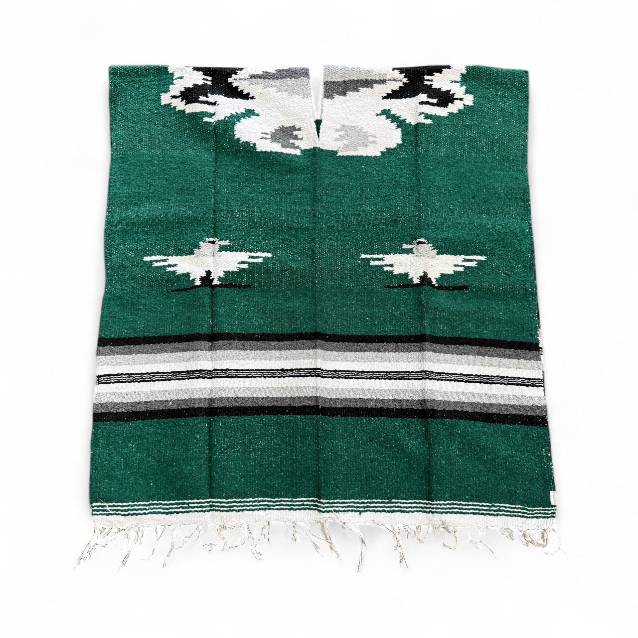 PONCHO GRUESO TRIBAL WESTERN Mexicano - Verde TALLA ÚNICA