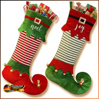 Weihnachtsstrumpf 46Cm 2Er Set Stoff Nikolausstiefel Deko Rot GrüN Weiß Kamin