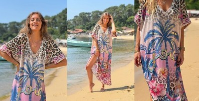 New SPARKLY Sequin PARADISE Palm Tree Evil Eye Holiday Dress Size 14-16-18-20-22