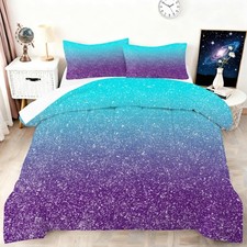 Girls Gradient Glitter Comforter Set Twin Size 3D Bedding Set for Boys Kids A...