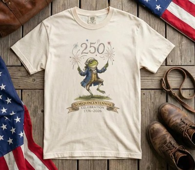 Colonial Frog USA 250th Anniversary Patriotic American History T-Shirt