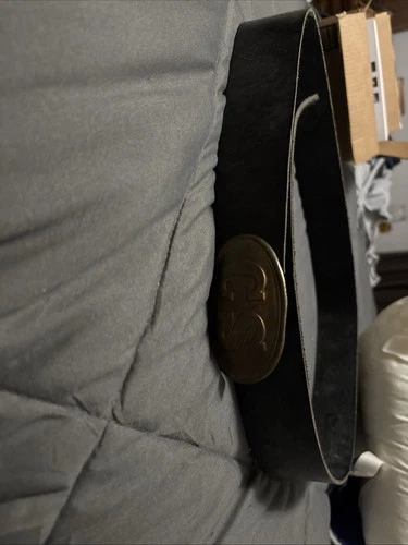 Civil War Reproduction CS Confederate Brass Buckle and Leather Belt Size 38