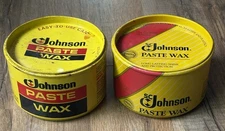 SC Johnson Paste Wax 2 Tin Cans 65% & 50% Full Discontinued USA