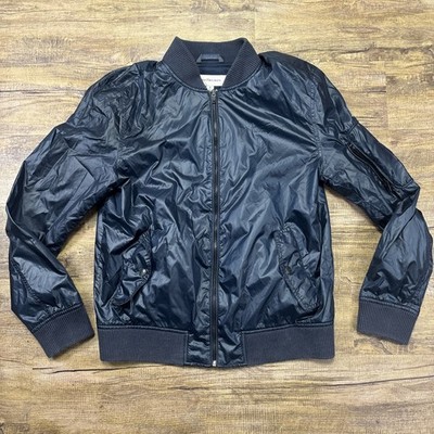 Calvin Klein Jeans Bomber Jacket Men s Medium Black MA-1 Flight Zip Up Coat