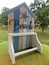Porte rouleaux papier wc cabane de plage, neuf, 28x21cm,déco marine