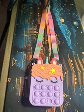 Pop it Unicorn Purse, Shoulder Bag Push Bubble Fidget Toy Gift Kids Pink 
