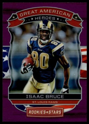 2018 Rookies & Stars Isaac Bruce Great American Heroes Purple #/65 Rams SN