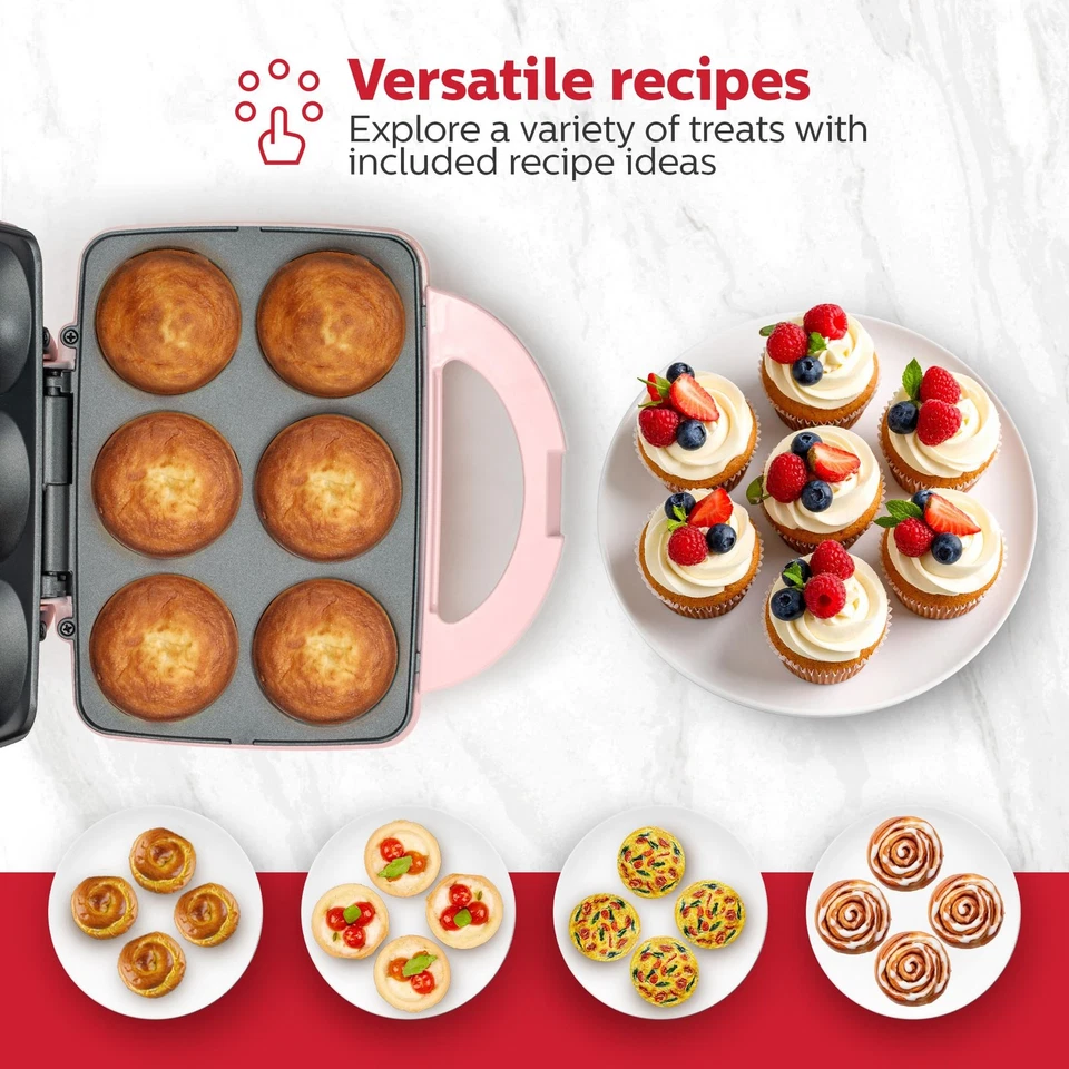 非粘 6 件电动蛋糕机-烘烤 6 杯蛋糕、松饼... — 第 4/4 张图片