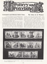 LIVERPOOL AND BRISTOL DELFT TILES. AN ORIGINAL ARTICLE FROM THE CONNOISSEUR, 192