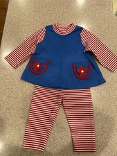Vintage 1990  s Buster Brown Baby Top/Pants Embroidered Daisy Pockets 18 Mos