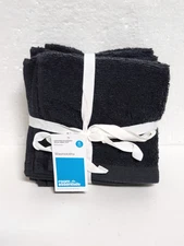 Room Essentials 6pk of Black Washcloths 100% Cotton 12x12 in
