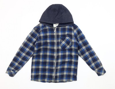 Weird Fish Jungen Hemdjacke blau kariert mit Kapuze 13 Jahre