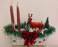 Adventsgesteck Weihnachtsgesteck Adventskranz Rentier Rot
