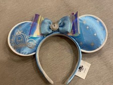 Disney.Parks Cinderella Minnie Mouse Ears Blue Headband Disneyland 2026 NWT