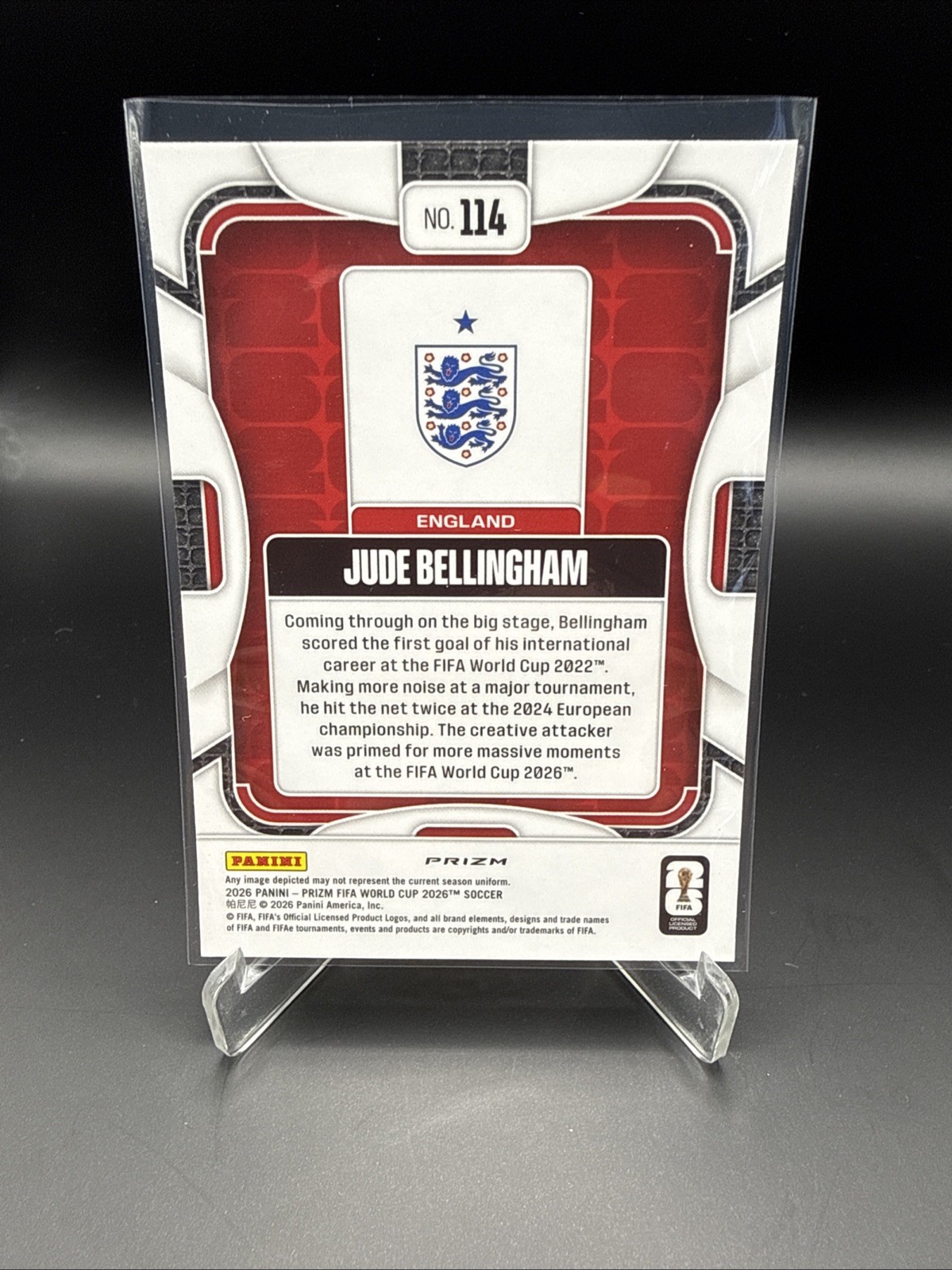 2026 Panini Prizm FIFA World Cup Jude Bellingham Silver Wave #114 England view 2