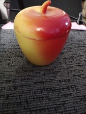 Vintage 1950s Hazel Atlas Milk Glass Apple Jar 4" Sugar Jam Jelly Dish 