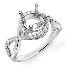 925 Sterling Silver Semi Mount Ring Setting Round 10mm Engagement Ring Setting