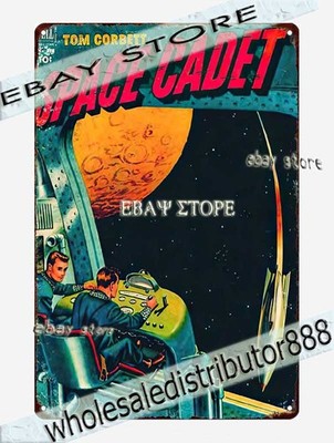 1950s Space Cadet Sci Fi Rocket Adventure Tin Sign home decor offices