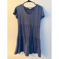 Max Studio Blue Textured Tiered Flutter Sleev...