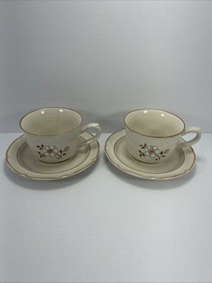 2x The Covington Edition Idlewild Teacup and Saucer Stoneware Japan Chipped Cups