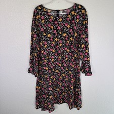 Old Navy Dress Womens XXL Floral Smocked Fit & Flare Bell Sleeve Rayon XXL NEW