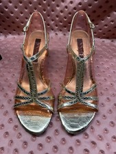 Nina New York Shoes Womens Size 7.5 Evening Gold Strappy Dress Sandal Heels NWB