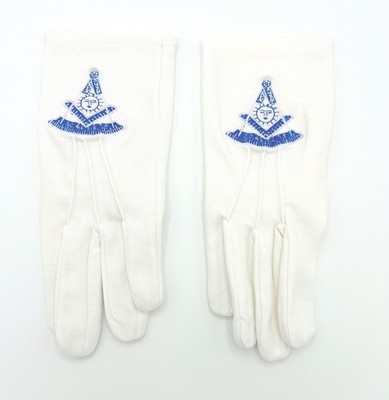 Freimaurer Past Master Freimaurer Handschuhe weiß Baumwolle handgestickt PM Symbol