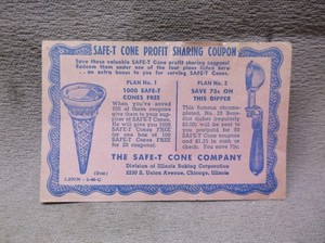 VINTAGE COLLECTIBLE 1942? SAFE-T CONE ICE CREAM CHICAGO CERTIFICATE PAPER