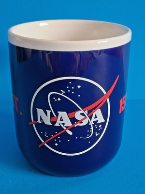 NASA Coffee Mug - Blue with ''EST. 1958'' Logo - 4'' Tall - Space Collectible