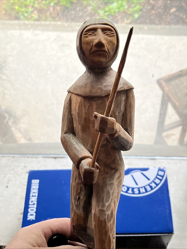 Hand Carved Eskimo Figure Carved Mid 1900S