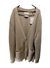 Gant Mens Oversized Ribbed Boucle Cardigan Size XL Colour Is Dry Sand RRP £220