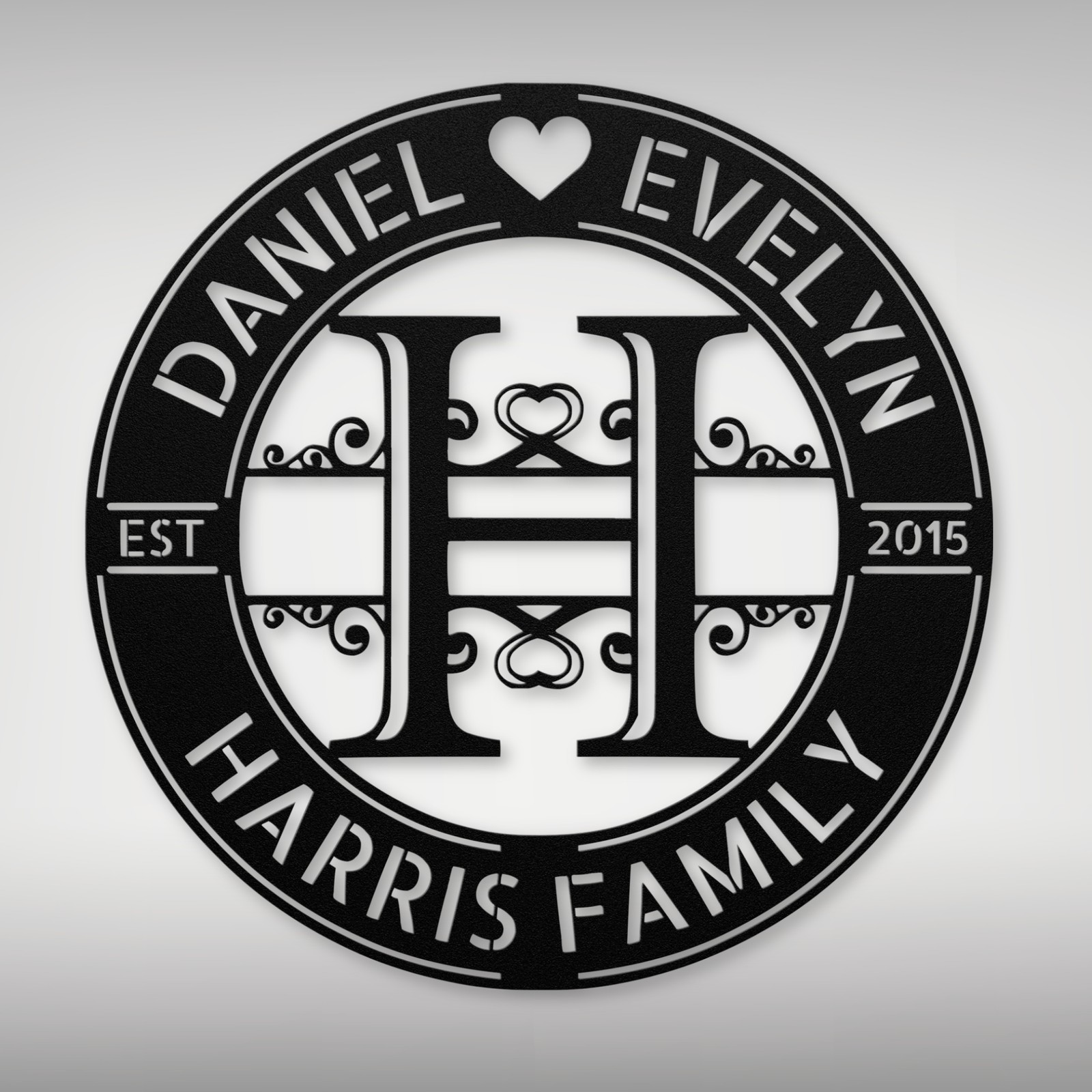 Personalized Last Name Monogram Metal Sign Custom Family Decor Gift Home Office