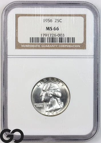 1956 Washington Quarter, NGC MS-66 ** Blast White Blazer!