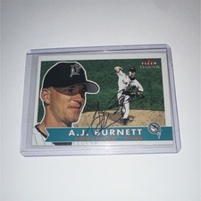 Fleer 2001 Tradition A.J. Burnett #278 Florida Marlins Autographed Baseball Card