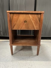 Swoon Shale Bedside Table, 1 Drawer Dark Brown Acacia & Brass RRP269