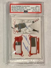 2018 Panini Flawless Ronald Acuna Jr. Rookie Dual Patch Auto Ruby #/20 PSA 10