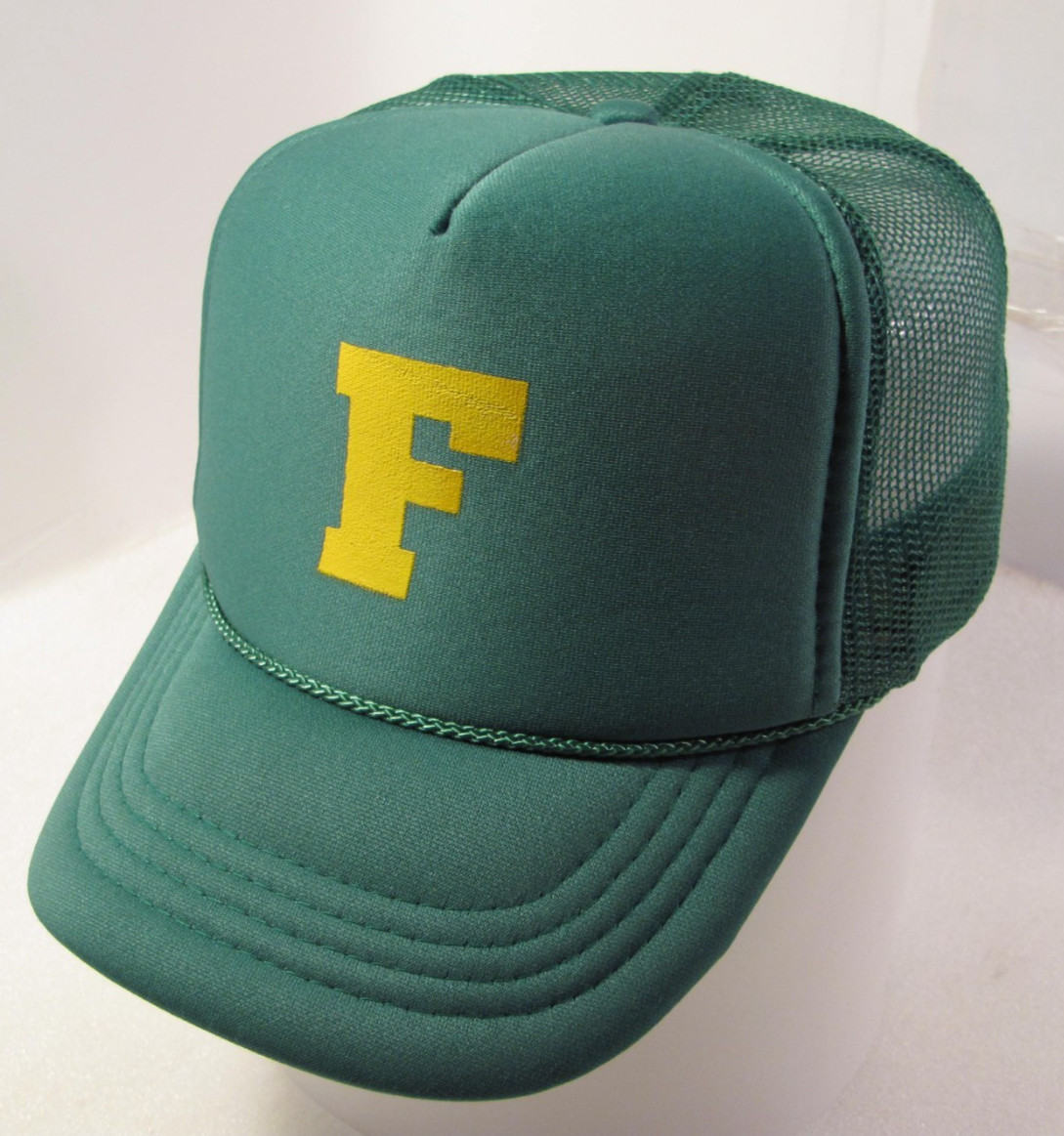Boys Youth Size Green Vtg 80s F Logo Otto Snapback Cap