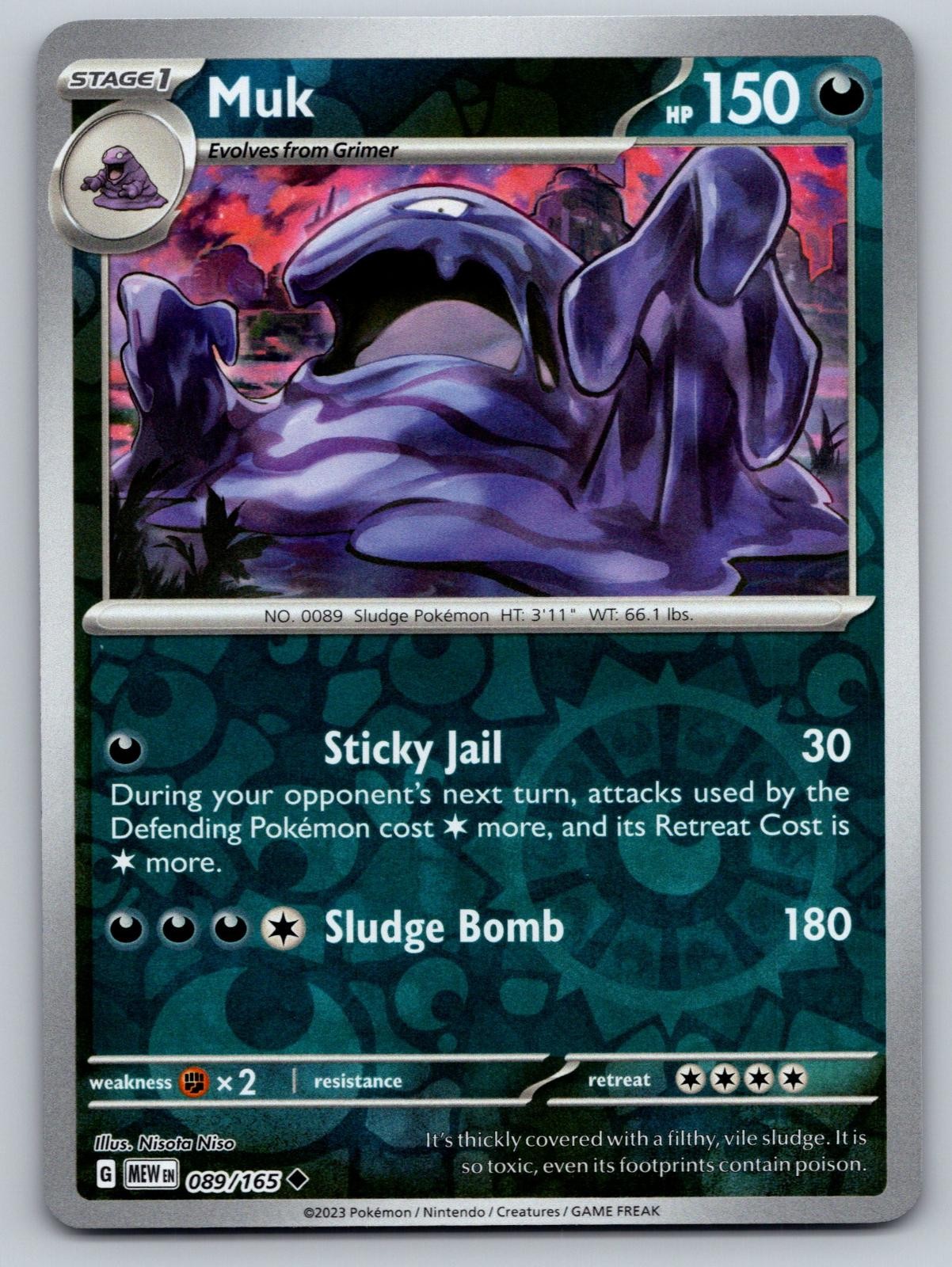 Muk 089/165 Uncommon 151 Pokemon Reverse Holo Near Mint