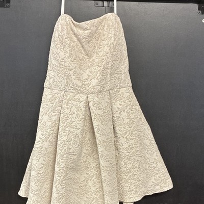 Windsor Ivory Metallic Jacquard Strapless A-Line Dress Size 9 Zip